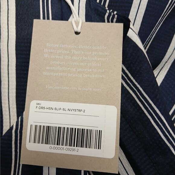 Everlane SZ 2 The Hammered Satin Slip Dress Blue Bone NWT $128 Relaxed Fit Midi - Picture 7 of 8